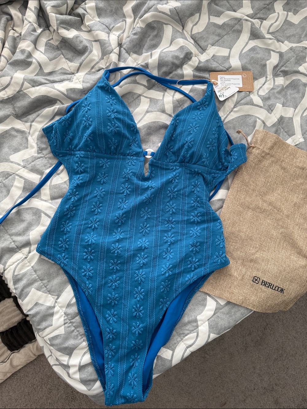 Berlook Blue Textured One-Piece Swimsuit